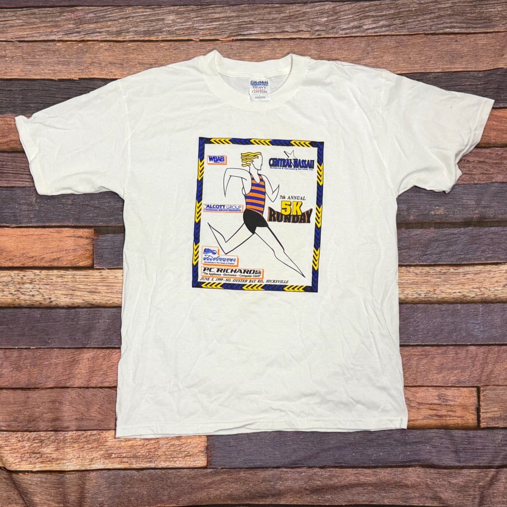 Vintage 5K Run 1999 Long Island New York Running Crewneck Tshirt Men's